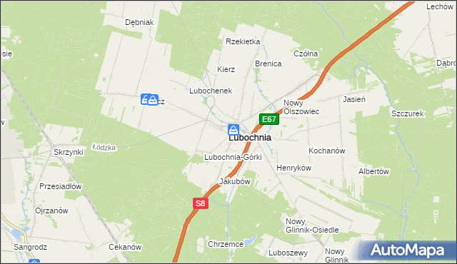 mapa Lubochnia powiat tomaszowski, Lubochnia powiat tomaszowski na mapie Targeo