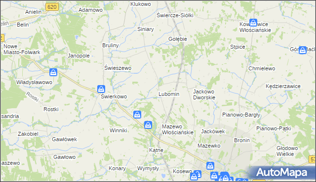 mapa Lubomin gmina Nasielsk, Lubomin gmina Nasielsk na mapie Targeo