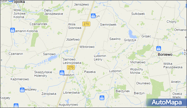 mapa Lubomin Leśny, Lubomin Leśny na mapie Targeo