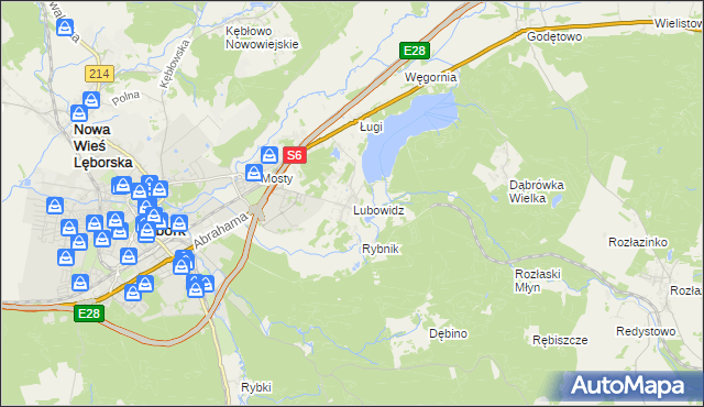 mapa Lubowidz gmina Nowa Wieś Lęborska, Lubowidz gmina Nowa Wieś Lęborska na mapie Targeo