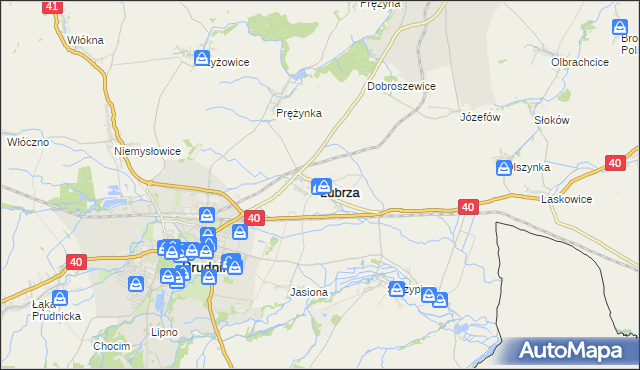 mapa Lubrza powiat prudnicki, Lubrza powiat prudnicki na mapie Targeo