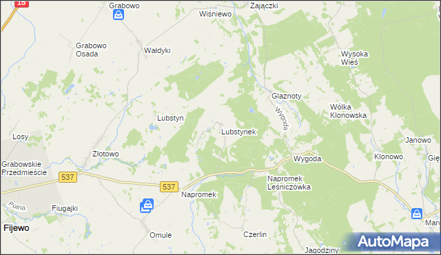 mapa Lubstynek, Lubstynek na mapie Targeo