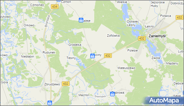 mapa Luciny, Luciny na mapie Targeo