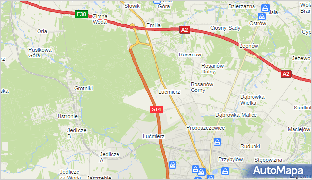 mapa Lućmierz-Ośrodek, Lućmierz-Ośrodek na mapie Targeo
