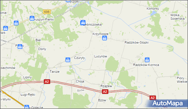 mapa Lucynów gmina Zbuczyn, Lucynów gmina Zbuczyn na mapie Targeo