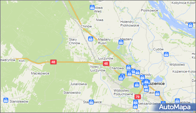 mapa Łuczynów gmina Kozienice, Łuczynów gmina Kozienice na mapie Targeo