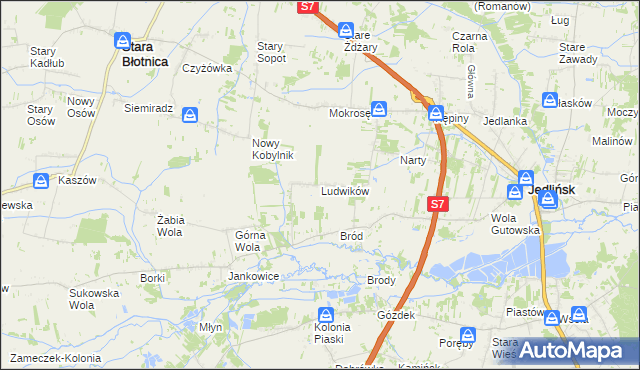 mapa Ludwików gmina Jedlińsk, Ludwików gmina Jedlińsk na mapie Targeo