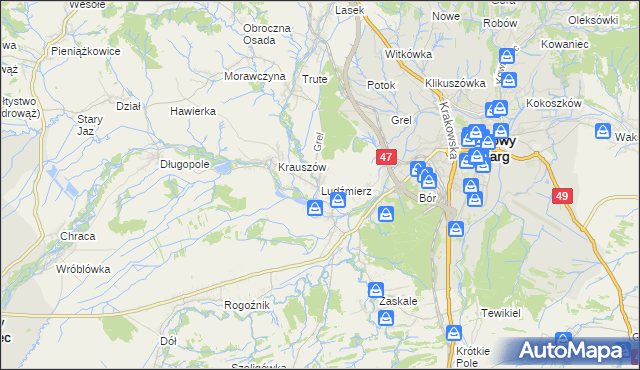 mapa Ludźmierz, Ludźmierz na mapie Targeo