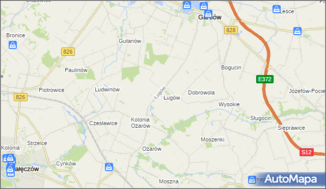 mapa Ługów gmina Jastków, Ługów gmina Jastków na mapie Targeo