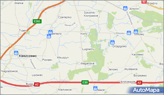 mapa Ługowiny, Ługowiny na mapie Targeo