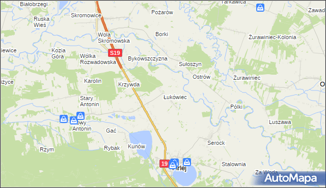 mapa Łukówiec gmina Firlej, Łukówiec gmina Firlej na mapie Targeo