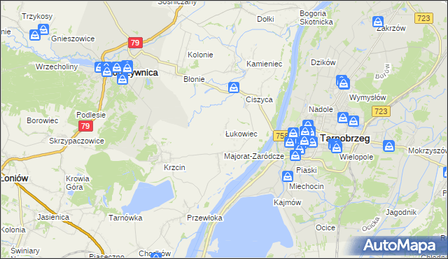 mapa Łukowiec gmina Koprzywnica, Łukowiec gmina Koprzywnica na mapie Targeo