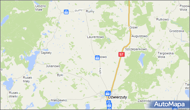 mapa Łupowo gmina Dźwierzuty, Łupowo gmina Dźwierzuty na mapie Targeo
