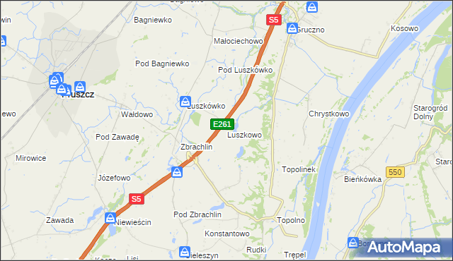 mapa Luszkowo, Luszkowo na mapie Targeo