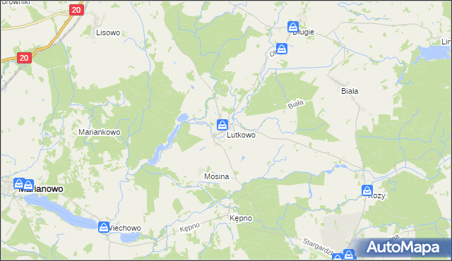 mapa Lutkowo gmina Dobrzany, Lutkowo gmina Dobrzany na mapie Targeo