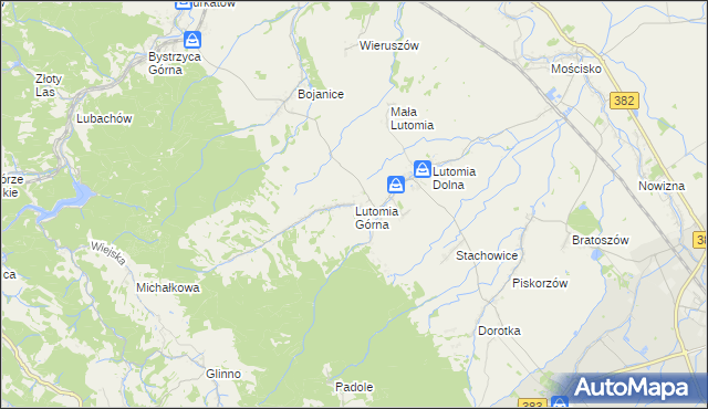 mapa Lutomia Górna, Lutomia Górna na mapie Targeo
