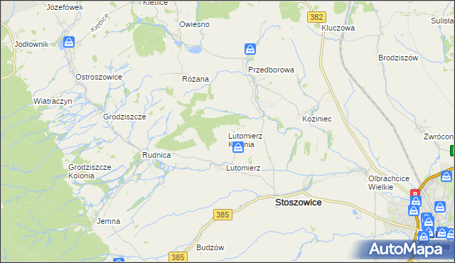 mapa Lutomierz Kolonia, Lutomierz Kolonia na mapie Targeo