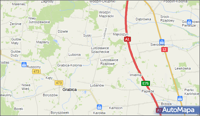 mapa Lutosławice Rządowe, Lutosławice Rządowe na mapie Targeo