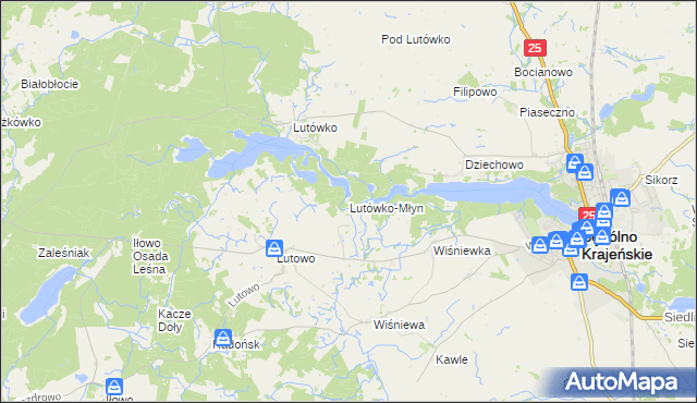 mapa Lutówko-Młyn, Lutówko-Młyn na mapie Targeo