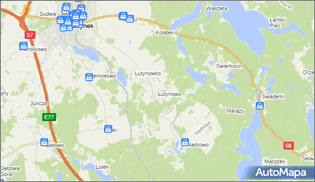 mapa Łutynowo, Łutynowo na mapie Targeo