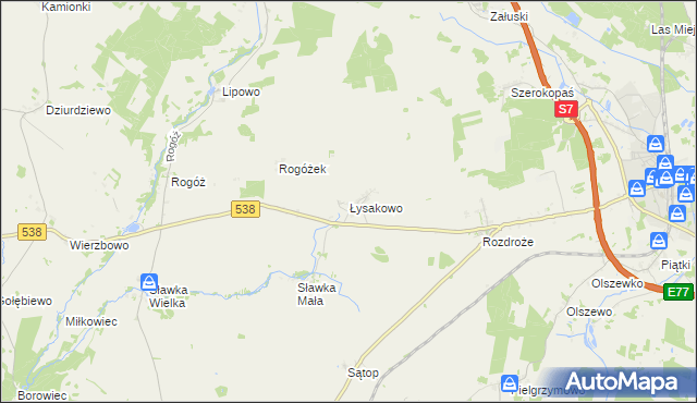 mapa Łysakowo gmina Nidzica, Łysakowo gmina Nidzica na mapie Targeo