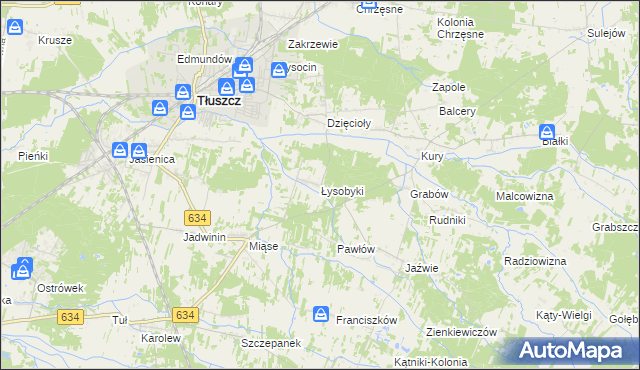 mapa Łysobyki, Łysobyki na mapie Targeo