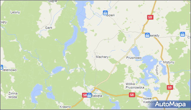 mapa Machary gmina Piecki, Machary gmina Piecki na mapie Targeo