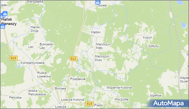 mapa Macoszyn Duży, Macoszyn Duży na mapie Targeo