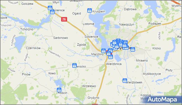 mapa Mączlino, Mączlino na mapie Targeo