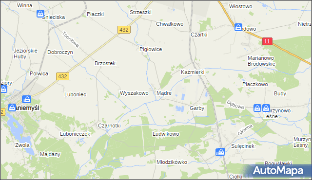 mapa Mądre, Mądre na mapie Targeo
