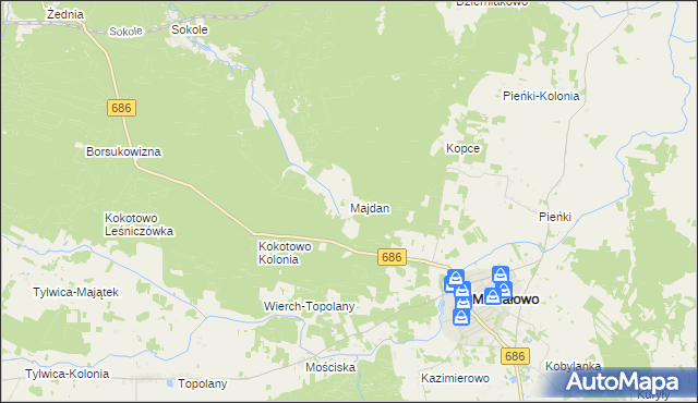 mapa Majdan gmina Michałowo, Majdan gmina Michałowo na mapie Targeo