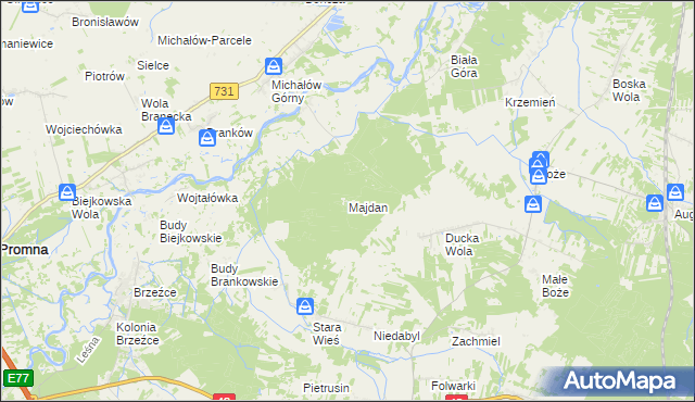 mapa Majdan gmina Stromiec, Majdan gmina Stromiec na mapie Targeo