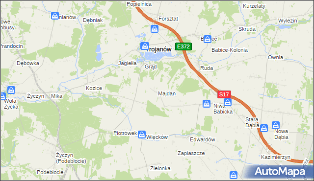 mapa Majdan gmina Trojanów, Majdan gmina Trojanów na mapie Targeo