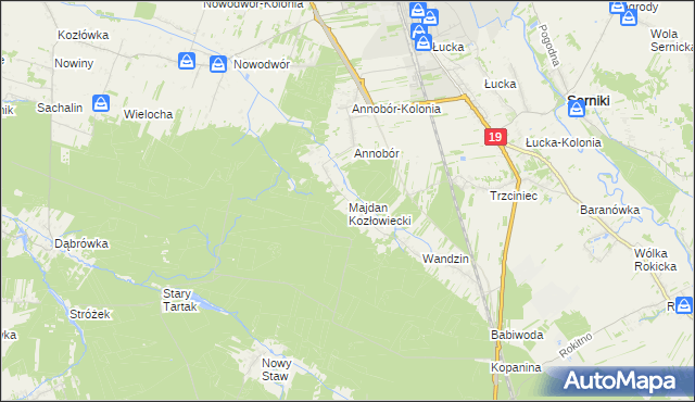 mapa Majdan Kozłowiecki, Majdan Kozłowiecki na mapie Targeo