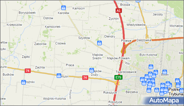 mapa Majków Średni, Majków Średni na mapie Targeo