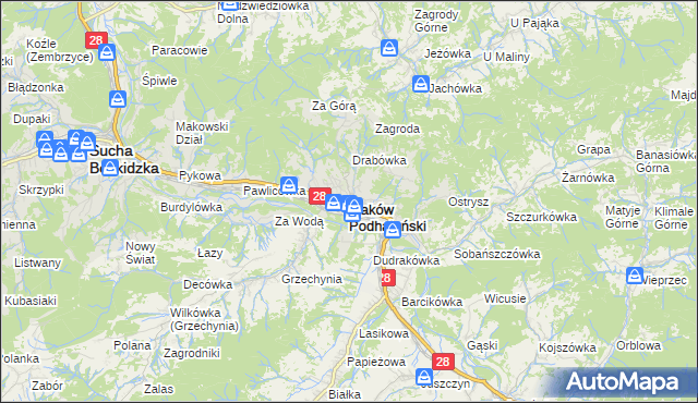 mapa Maków Podhalański, Maków Podhalański na mapie Targeo