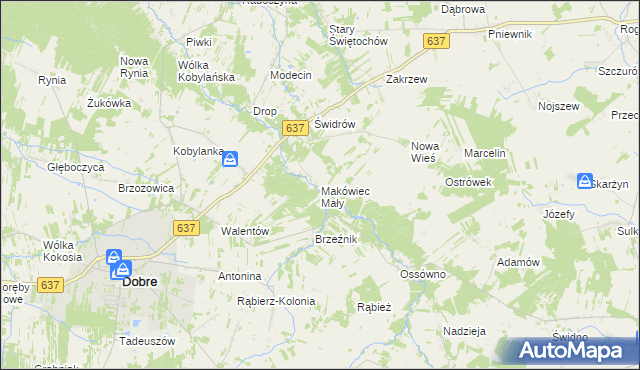 mapa Makówiec Mały, Makówiec Mały na mapie Targeo