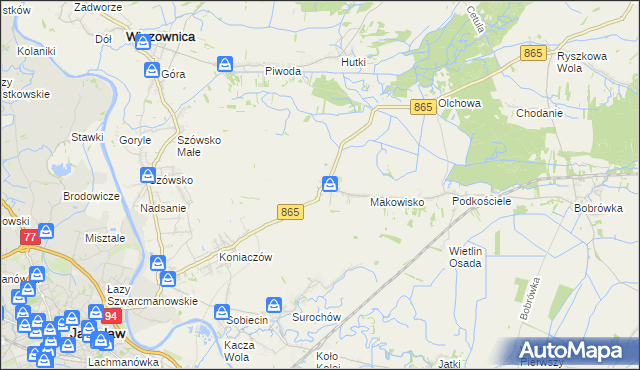 mapa Makowiska gmina Jarosław, Makowiska gmina Jarosław na mapie Targeo