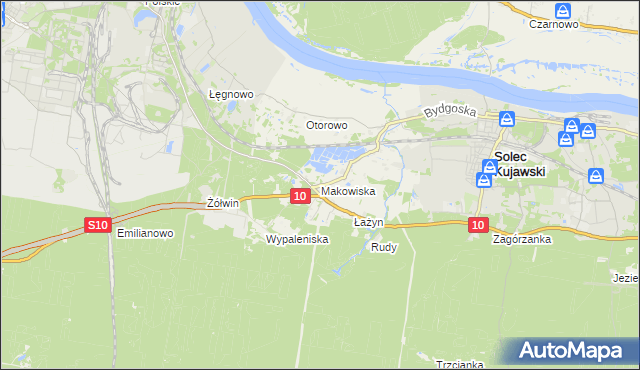 mapa Makowiska gmina Solec Kujawski, Makowiska gmina Solec Kujawski na mapie Targeo