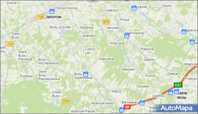 mapa Makówka gmina Grodzisk Mazowiecki, Makówka gmina Grodzisk Mazowiecki na mapie Targeo