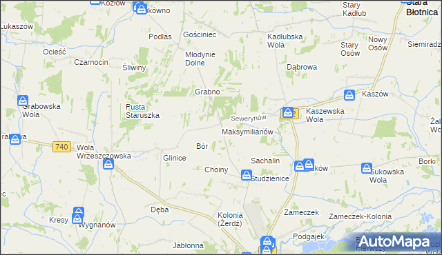 mapa Maksymilianów gmina Przytyk, Maksymilianów gmina Przytyk na mapie Targeo