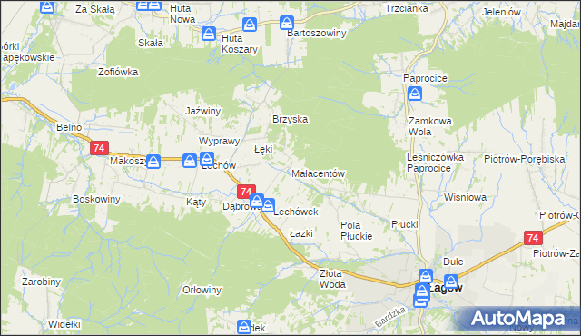 mapa Małacentów, Małacentów na mapie Targeo