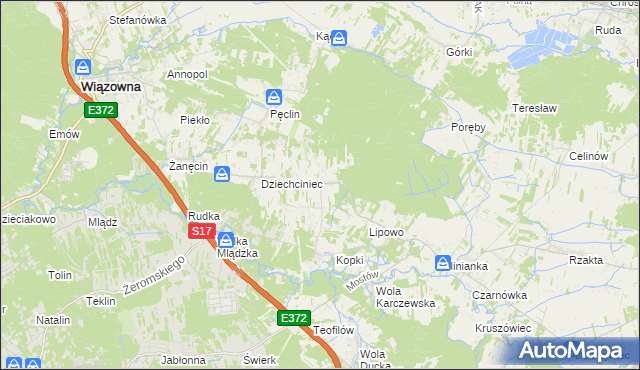 mapa Malcanów gmina Wiązowna, Malcanów gmina Wiązowna na mapie Targeo