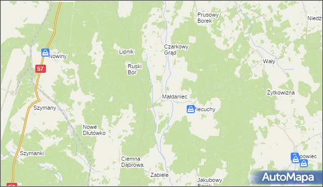 mapa Małdaniec, Małdaniec na mapie Targeo