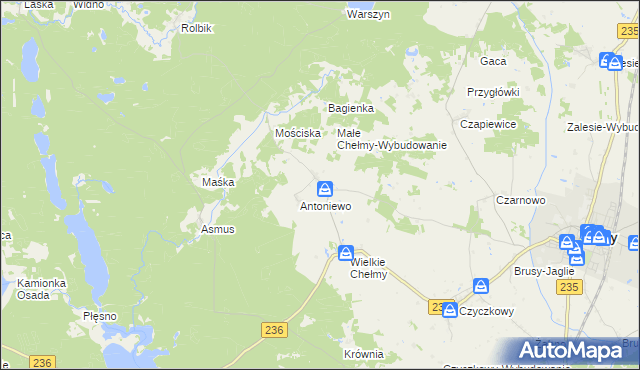 mapa Małe Chełmy, Małe Chełmy na mapie Targeo