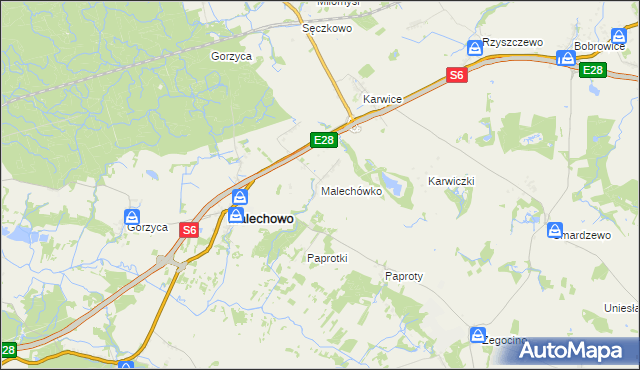 mapa Malechówko, Malechówko na mapie Targeo