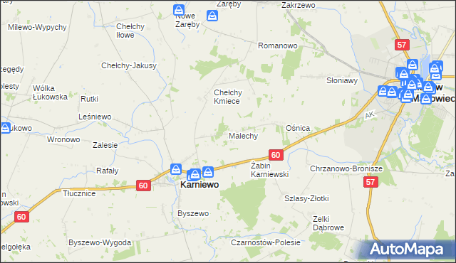 mapa Malechy, Malechy na mapie Targeo