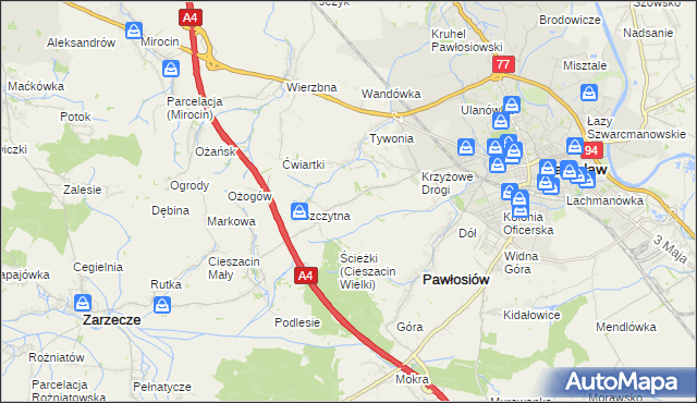 mapa Maleniska gmina Pawłosiów, Maleniska gmina Pawłosiów na mapie Targeo