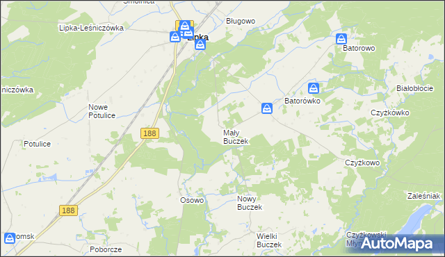 mapa Mały Buczek gmina Lipka, Mały Buczek gmina Lipka na mapie Targeo