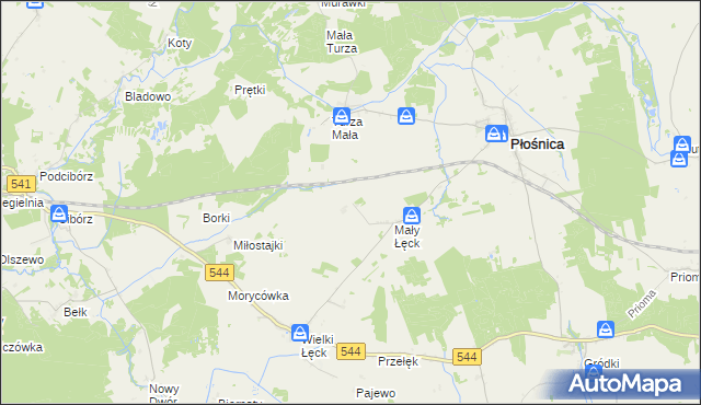 mapa Mały Łęck Osada, Mały Łęck Osada na mapie Targeo